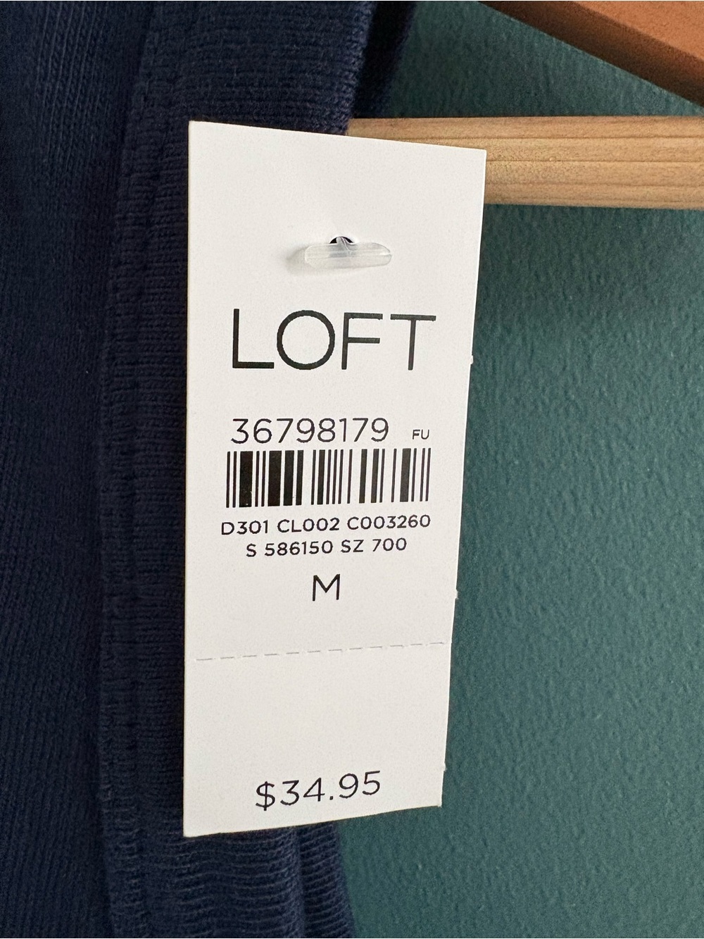 LOFT Dark Navy Crewneck Tank, Size Medium, NWT - Picture 2 of 2